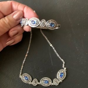 Blue black and silver costume jewelry